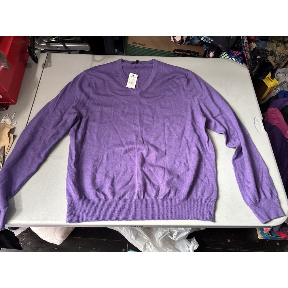 Express Modern Fit Purple Extra Fine Merino Wool Sweater Mens XL NWT